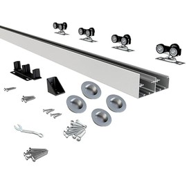 JUBEST Bypass Sliding Door Hardware 72", Aluminum Bypass Wardrobe Closet Door Hardware Set with 4 Finger Pulls Included