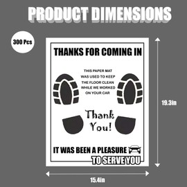 300 Pcs Car Paper Floor Mats, Disposable Automotive Floor Mats for Car Detailing with Footprint Words, White Car Foot Pads Protective Papers (19.3" x 15.4"