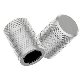 JacobsParts Tire Valve Stem Caps, Silver, 4 pcs/Pack, Anodized Aluminum Tire Valve Cap Set, Corrosion Resistant, Universal Stem Covers for Cars Trucks Motorcycles SUVs and Bikes