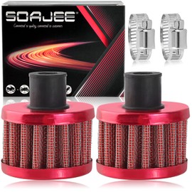 SOAJEE 2Pcs 12mm 0.47 Inch Universal Red Air Filter for 196cc 212cc GX160 GX200 168F 5.5HP 6.5HP Engine CT200U CT200U-EX Mini Bike Go kart MB200 BAJA Warrior