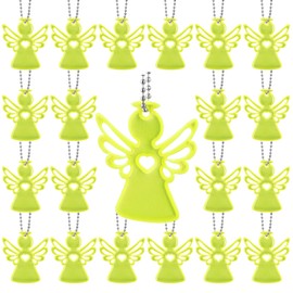 Otuuz Pack of 20 Reflective Guardian Angel Key Fob Reflector Angel Pendant Reflective Guardian Angel Pendant Safety Reflector Pendant Guardian Angel Gifts for Backpack, yellow