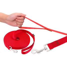 AMAGOOD Dog/Puppy Obedience Recall Training Agility Lead-15 ft 20 ft 30 ft 50 ft Long Leash-for Dog Training,Tie Out,Play,Safety,Camping (50 feet, Red)