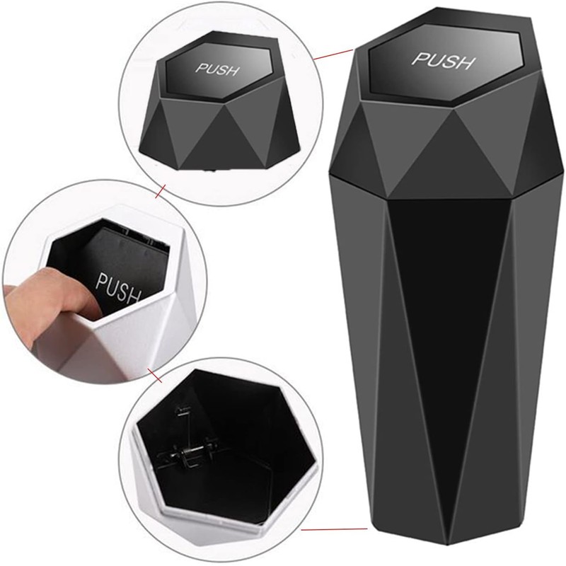 YITIKA Car Trash Can 2 Pack, 780 Gallon Capacity, Red+silver+Black,