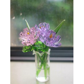 UICerland Glass Small Bouquets, Desktop Decoration, Fresh, Cool Meditation, Stress Reduction Joy, Get Well, Courage Gift (Purple Peonia)