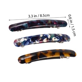 Vaguelly 3PCS Acetate Hairpins for Women Rectangular Round Head Hair Clips Spring Hair Ponytail Holders for Casual and Formal Use Random Color