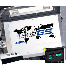 2pcs Sticker R1250GS HP Adventure Compatible for Motorcycle R1250 GS HP R 1250 HP Touratech y GIVI Trekker Outback 37L 48L (Black/Blue)