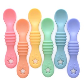 PrimaStella 3-in-1 Little Dippers - Silicone First Stage Baby Spoon Set – Baby Led Weaning - Self Feeding Utensils for Infants & Toddlers