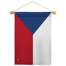 Czech Republic Garden Flag Set Wood Dowel Regional Nationality Nation International World Country Particular Area Small Decorative Gift Yard House Banner Double-Sided Made In USA 13 X 18.5