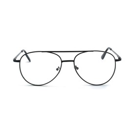EYE ZOOM Aviator Style Metal Frame Reading Glasses with Spring Hinge, Black, +3.00
