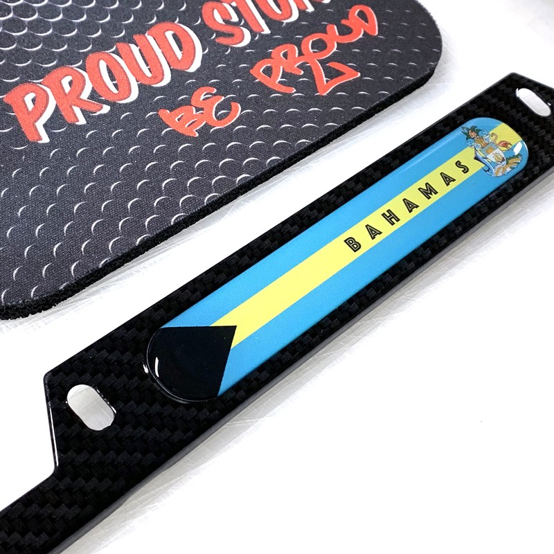 The Bahamas Flag Domed Black License Plate Frame -US Size-
