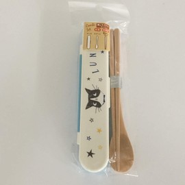 Nakano MM-521 Chopsticks and Spoon Combination Set, Potter Happy Cat Blue, Approx. Width 1.5 x Depth 7.5 x Height 0.9 inches (4 x 19 x 2.3 cm), 1 Piece Set