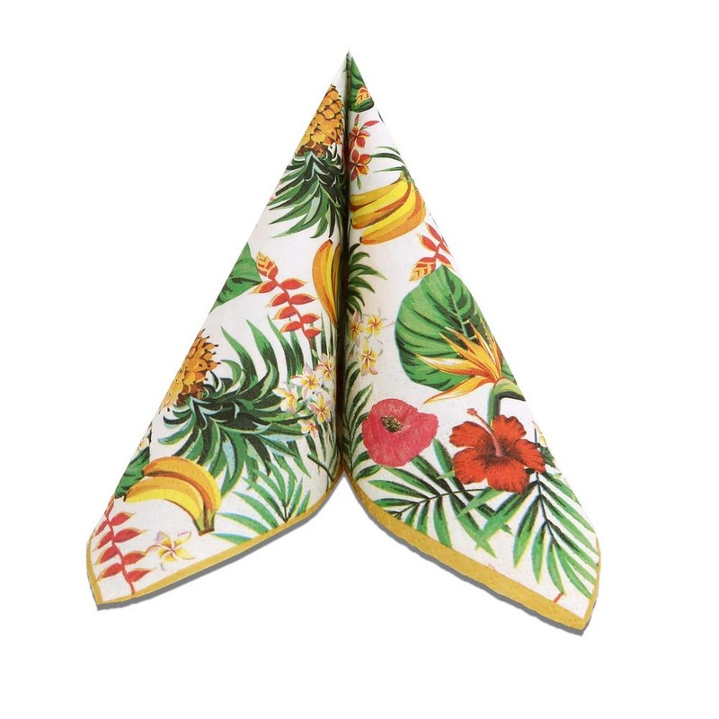 20 Napkins Tropical Fruits and Leaves / Summer / Pineapple