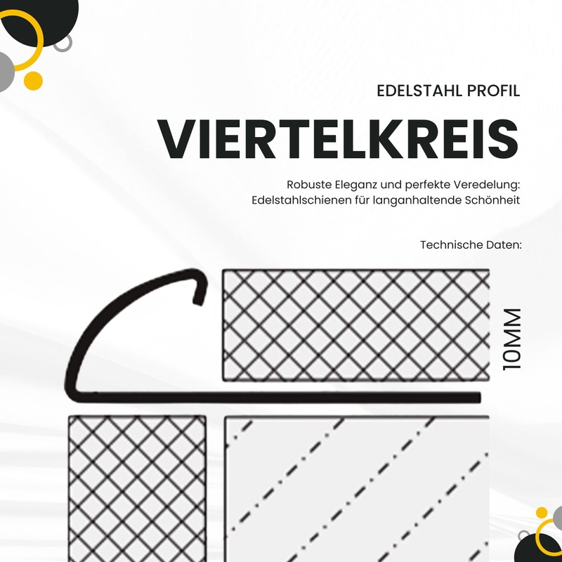 Quarter Circle Rail Profile Tile Bar Stainless Steel V2 A