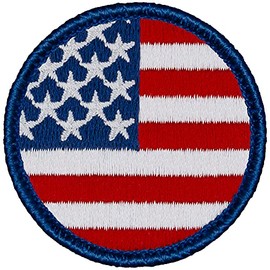 American Flag Patrol Patch - 2" Diameter Round Embroidered Patch (Sew-on)