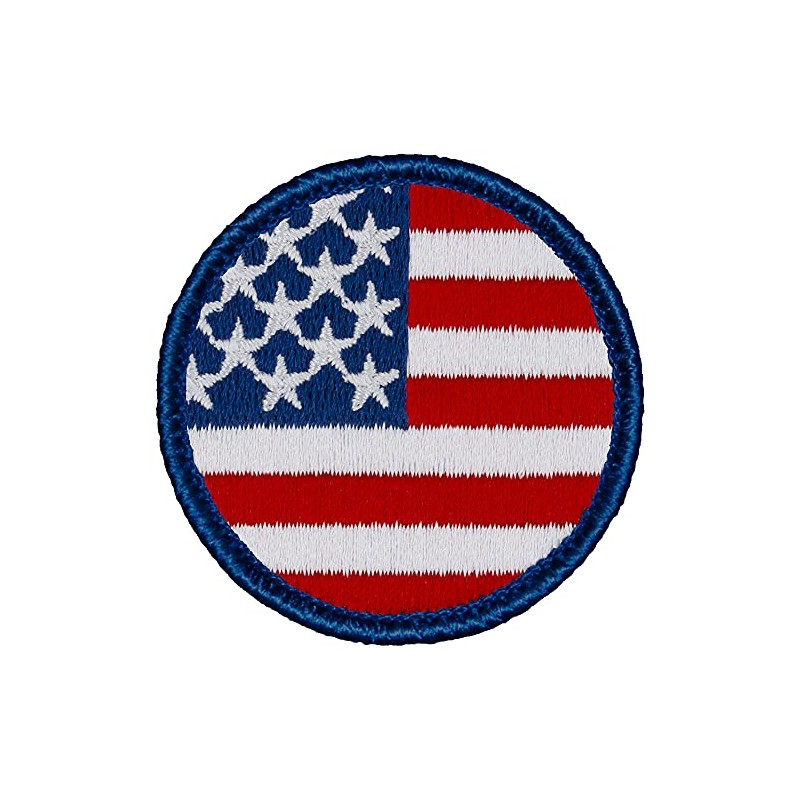American Flag Patrol Patch - 2" Diameter Round Embroidered Patch