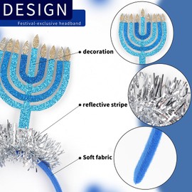 Mangoit Hanukkah Decoration Headband for Women, Menorah Candles Headbands Star of David Hairbands Jewish The Festival of Lights Hair Accessories (hanukkah_2, 1 Count (Pack of 1))