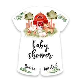 Cute Farm Baby Shower Party Shaped Invitations Cards with Envelopes Set of 20 Farm Animals Baby Shower Gender Neutral Invites Fill in Blank