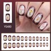 Square Press on Nails Medium Fake Nails Brown False Nails