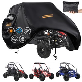 Go Kart Covers Waterproof,Heavy Duty 420D Oxford 2 Seater Go Kart Cover,Go Kart Accessories with Air Vent,4 Reflective Handles,2 Windproof Buckles,Protective Gokart Car Cover for Coleman KT196,Segway