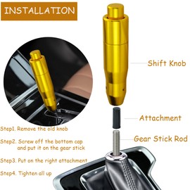 Temzzer Gear Shift Knob Button Car Shifter Lever Handle Aluminum Replacement Stick Lever Knob for Most Manual Automatic Vehicles (Gold)
