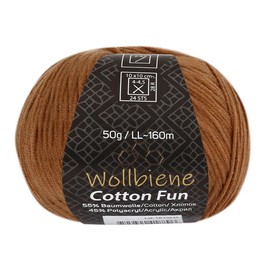 Wollbiene Cotton Fun Knitting Wool 55% Cotton - Various Colours Selection, Yarn, Amigurumi Jeans 50 g (09 Light Brown)