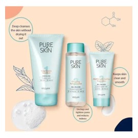 Limpiador Facial + Tónico + Humectante Pure Skin 3 Piezas