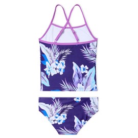 Century Star Girls Swimsuits Two Piece Tankini Bathing Suit Hawaiian Swimwear Kids Toddler Beach Swimsuits Purple Leaf Flower 10-11 Years