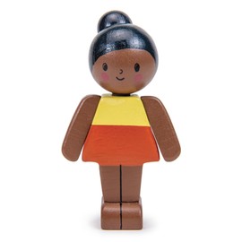 Tender Leaf Toys - We are Family - Mocha Girl - Eco-Friendly Multicultural Wooden Dolls with Moving Arms - Build Your own Family - Encourages Imaginative Play, Empathy and Social Skills - Age 3+