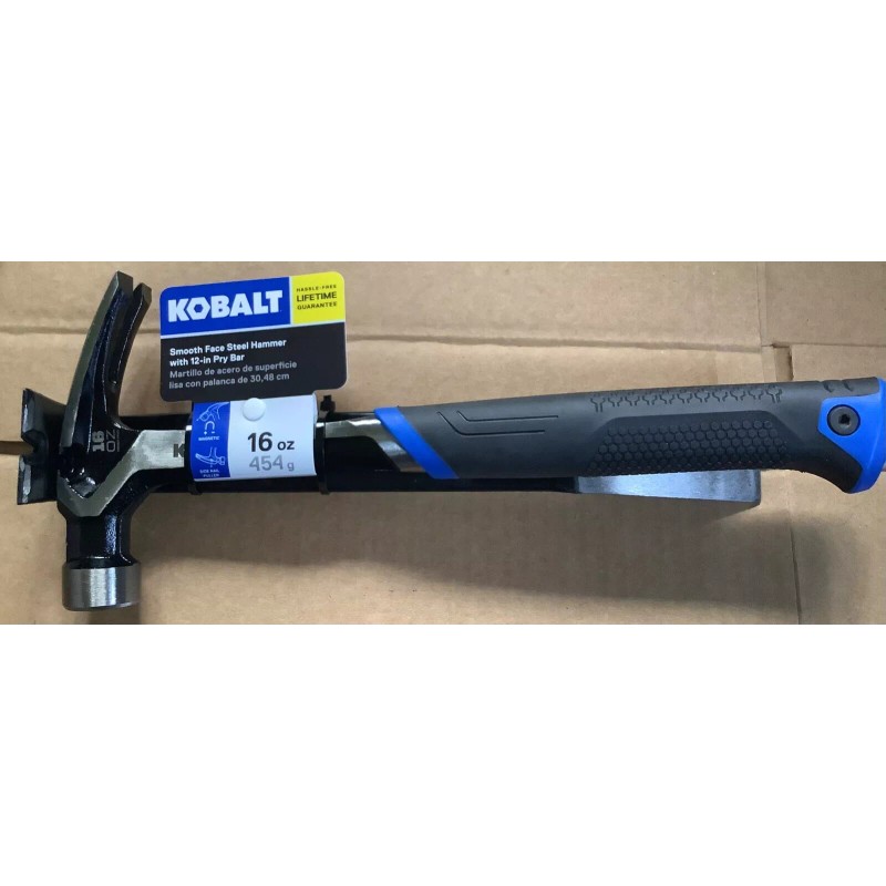 Hammer Kobalt Smooth Face Steel Hammer 16oz + 12” pry