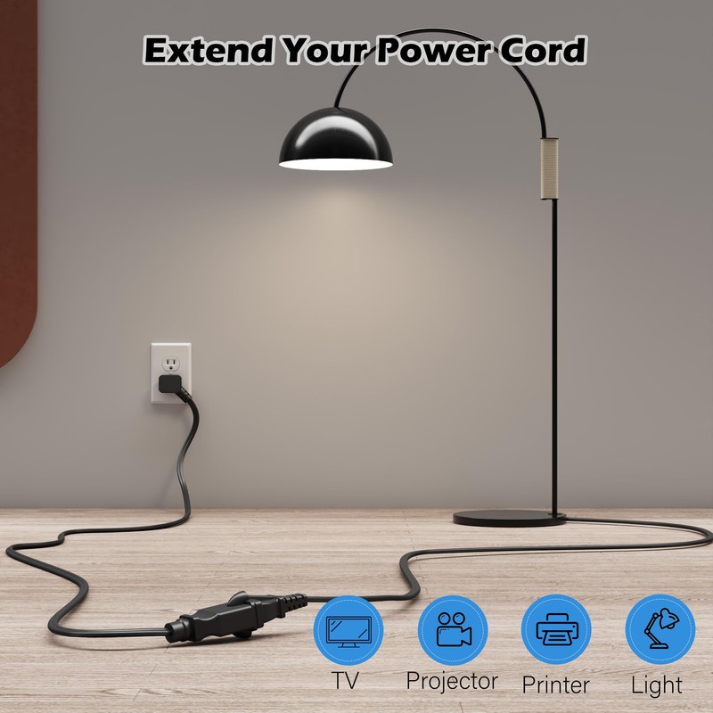 45 Degree 2 Prong Polarized Power Extension Cord 4 FT/2