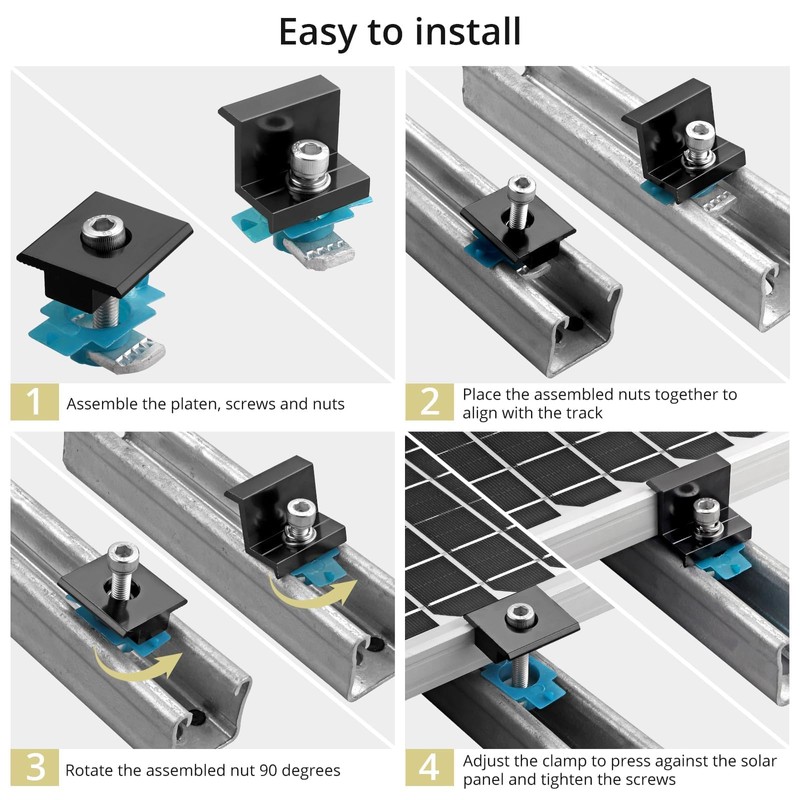 Anbte 10 PCS Solar Panel Mounting Brackets for Unistrut, Aluminium
