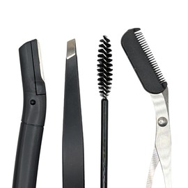 5 Kit de Cejas Spa con 4 piezas profesional para el cuidado de las cejas, pinzas, tijeras y cuchilla de acero inoxidable, adecuado para hombres y mujeres, para un perfilado y estilo precisos