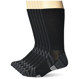 Fruit of the Loom Mens Breathable Performance Cushion Crew Socks 6 Pair, Black, Men's Shoe Size: 12-16
