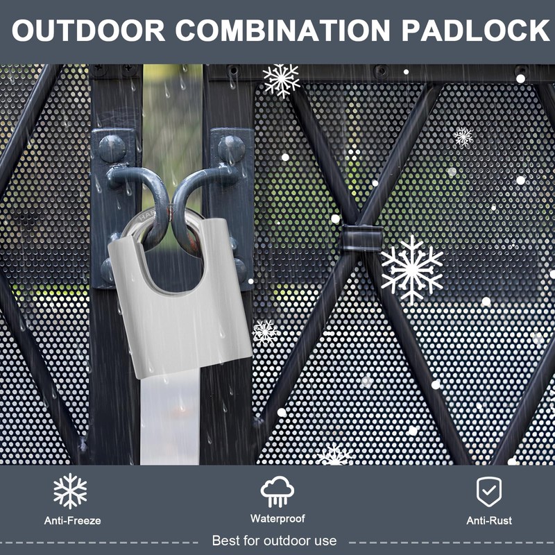 ZHEGE Outdoor Padlock Weatherproof, 4 Digit Padlocks with Code, Heavy