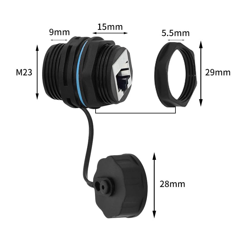 RJ45 Panel Mount Waterproof Connector IP68 Cable Connector, Female to