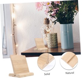 Operitacx 2 Sets Blank Bamboo Board Tabletop Sign Holder Store Label Holder Payment Code Board Chalkboard Signs Office Name Plate Organizer Table Display Holder Desktop Name Plate Khaki
