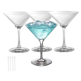 CJYSGXTY Large Plastic Martini Glasses Set of 4- Unbreakable Cocktail Glasses Vintage Art Deco Style for Weddings & Parties - Hosting Essentials - Clear-10oz -4Pcs