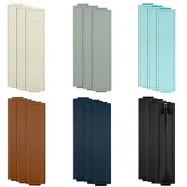 GTILE 18 Pcs Elastic Band Pen Holder, PU Leather Pen Sleeve Pouch for Notebook, Pencil Holder Straps for Office School Supplies, 6.4 Inches, 6 Colors