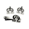 Alpha Omega Christian Biker Motorcycle TIE BAR Clip Cufflinks Set