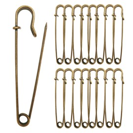 Urmspst Safety Pins (Upgraded), 4" Large Safety Pins Pack of 15 for Clothes Leather Canvas Blankets Crafts Skirts Kilts, Extra Large Safety Pin Heavy Duty Safety Pins (Bronze)