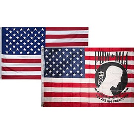 3x5 Wholesale Combo USA American & USA POW MIA POWMIA Prisoner Flag 2 Pack PREMIUM Vivid Color and UV Fade BEST Garden Outdor Decor Resistant Canvas Header and polyester material FLAG