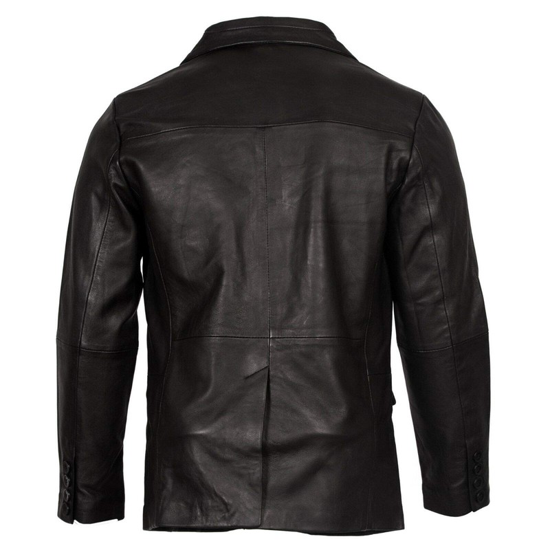 Men's Classic Tailored 2 Button Black Blazer Soft 100% Lamb