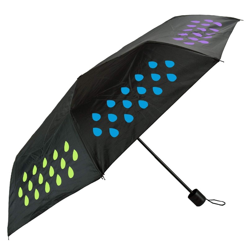Colour Changing Umbrella Droplet Pattern Sun/Rain Protection 3-Folds Sturdy
