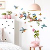 WOHAHA Summer Birds Tree Branch Wall Decals Hummingbirds Flower Butterfly