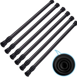 SIQUK 6 Pack Tension Rods Adjustable Spring Cupboard Bars Black Extendable Rod for Wardrobe Bookshelf Bathroom (Black, 30-50cm)