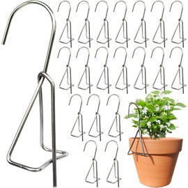 20 Packs Terracotta Pots Hanger Hooks,Sturdy Thick Stainless Steel Plant Hanger,Flower Pot Holders for Clay Pots,Wall and Fence Mounted Plant Hanging Holder for Terra Cotta Pot(Vertical Hang,20Pack)