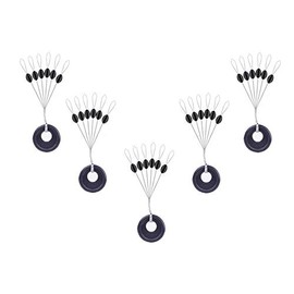 Pack of 300/600 Rubber Fishing Bobber Stoppers, 6 in 1 Float Sinker Stops, 3 Sizes, Black, Red, Orange, Oval Cylinder Float Stop, Available (Black-Oval, S-300 Pieces)