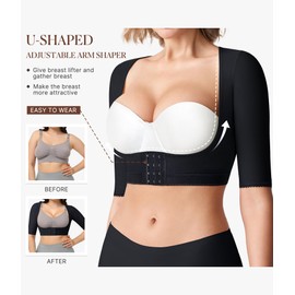 BRABIC Women's Shapewear Tops Post Surgery Compression Sleeve for Arm Shaper (Black, X-Large)