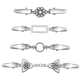 Ouligay Pack of 4 Cardigan Clips for Clothing, Vintage Pullover Clips, Women Metal Waist Clip, Silver Brooch, Cardigan, Collar Clip, Women's for Sweaters, Dresses, Cardigans, Shirts, Scarves