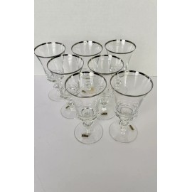 Gorham Lot Of 7 First Lady Reizart Europa Crystal Platinum Rim Wine/Water Goblets